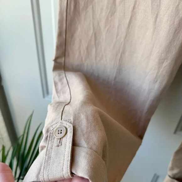 TALBOTS Women's Roll Cuff Tie Waist Pants Sz 6 Linen Cotton Blend Casual Safari - Picture 5 of 7